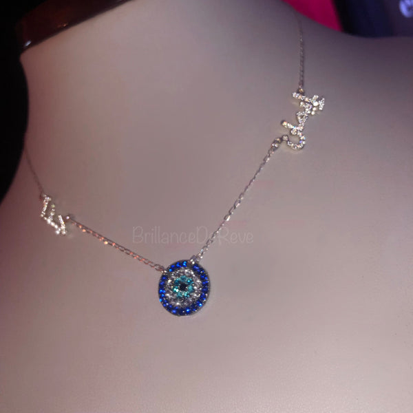 Collier personnalisé 2 prénoms et son œil